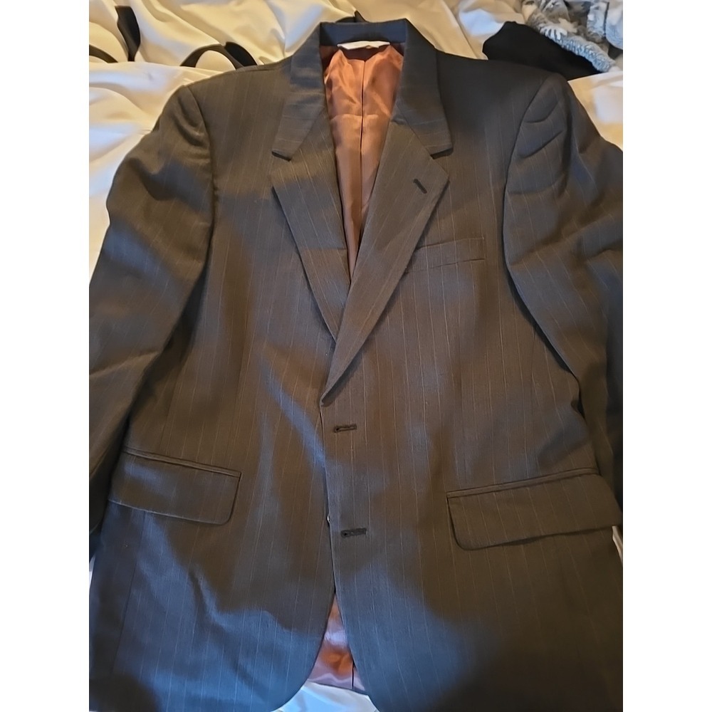 Evan Picone Dark Gray Pinstripe Pattern Men's Suit Jacket Size 44